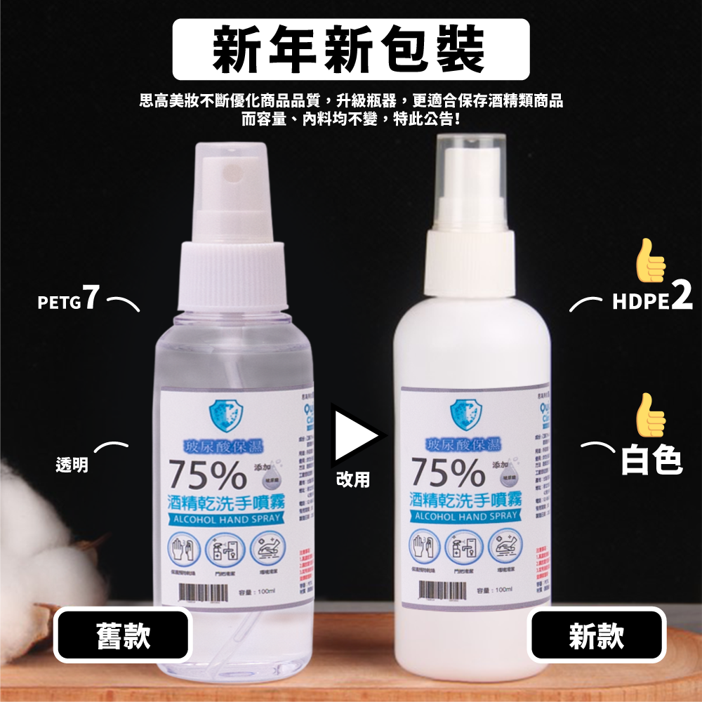 75%酒精-玻尿酸保濕乾洗手噴霧隨身瓶100ml