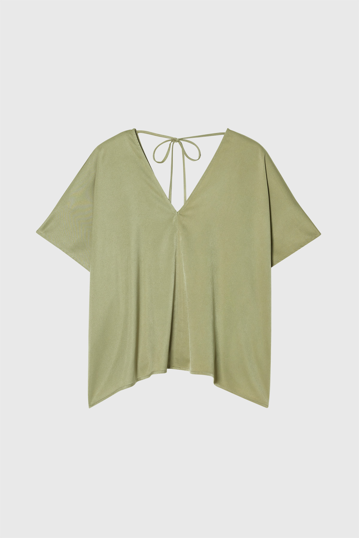 DRAPE V領綁帶上衣 女（橄欖綠）