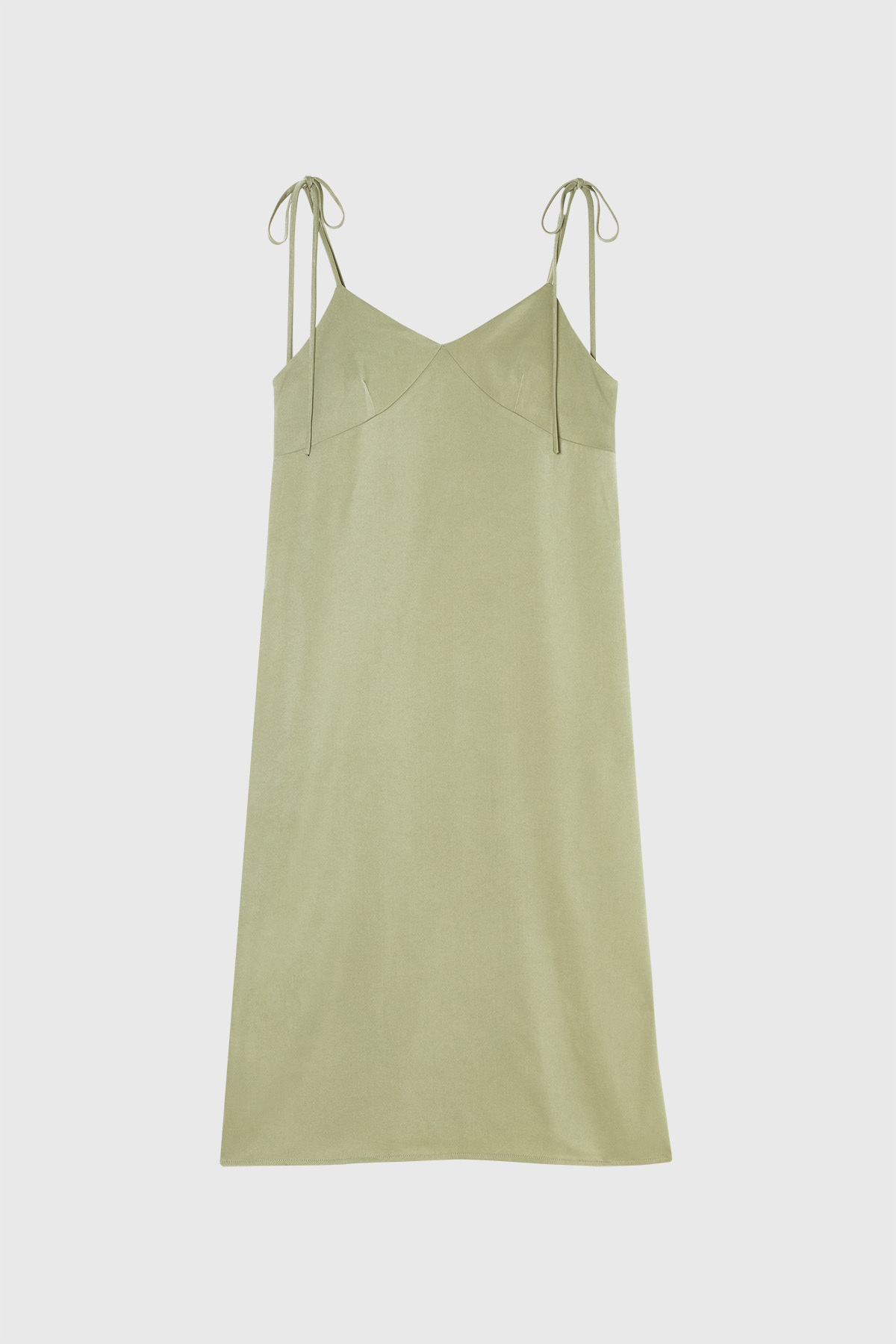 DRAPE V領綁帶洋裝 女（橄欖綠）