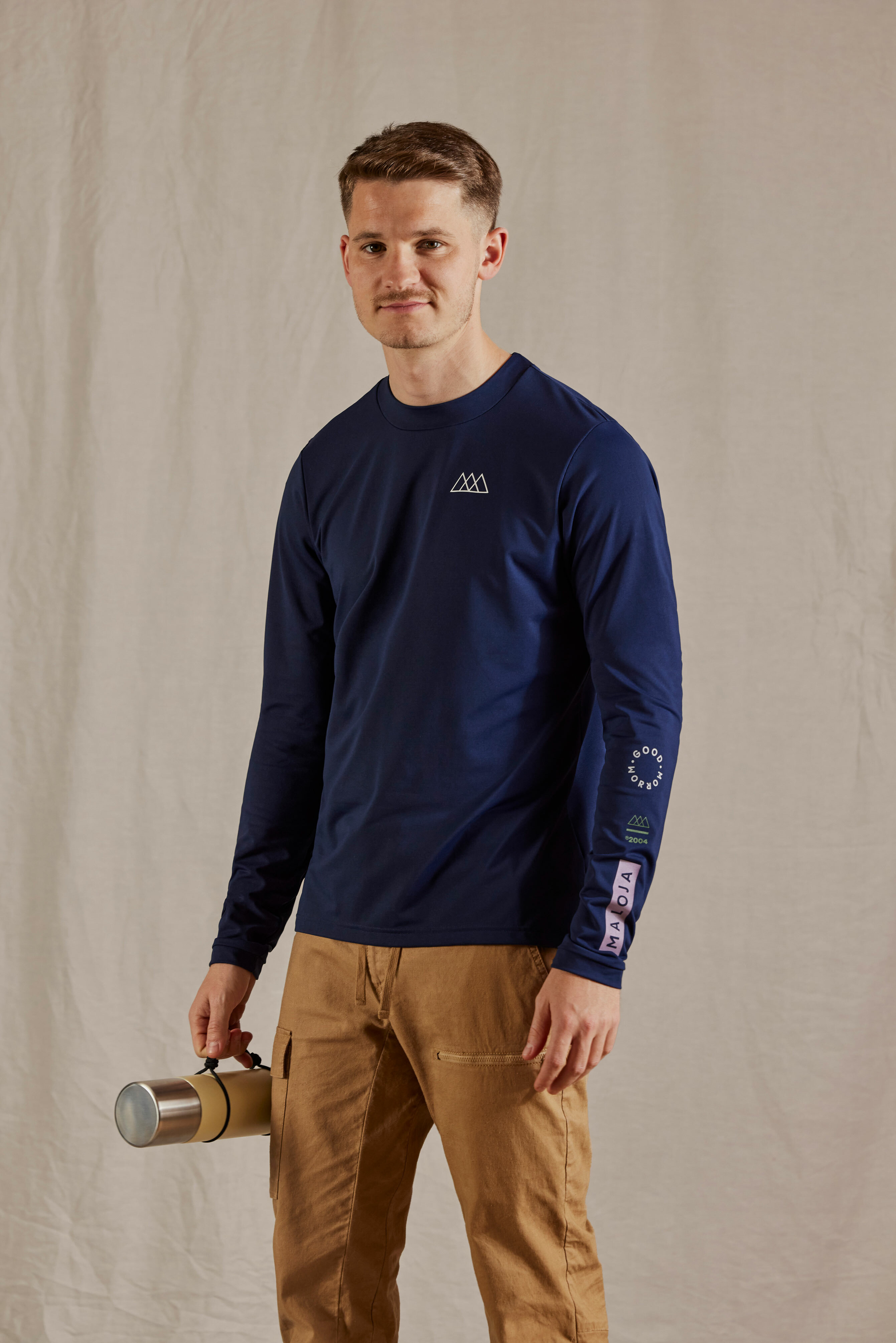 【MALOJA】男快乾彈性長袖上衣 / 24MA37226-[夜空藍、叢林綠]