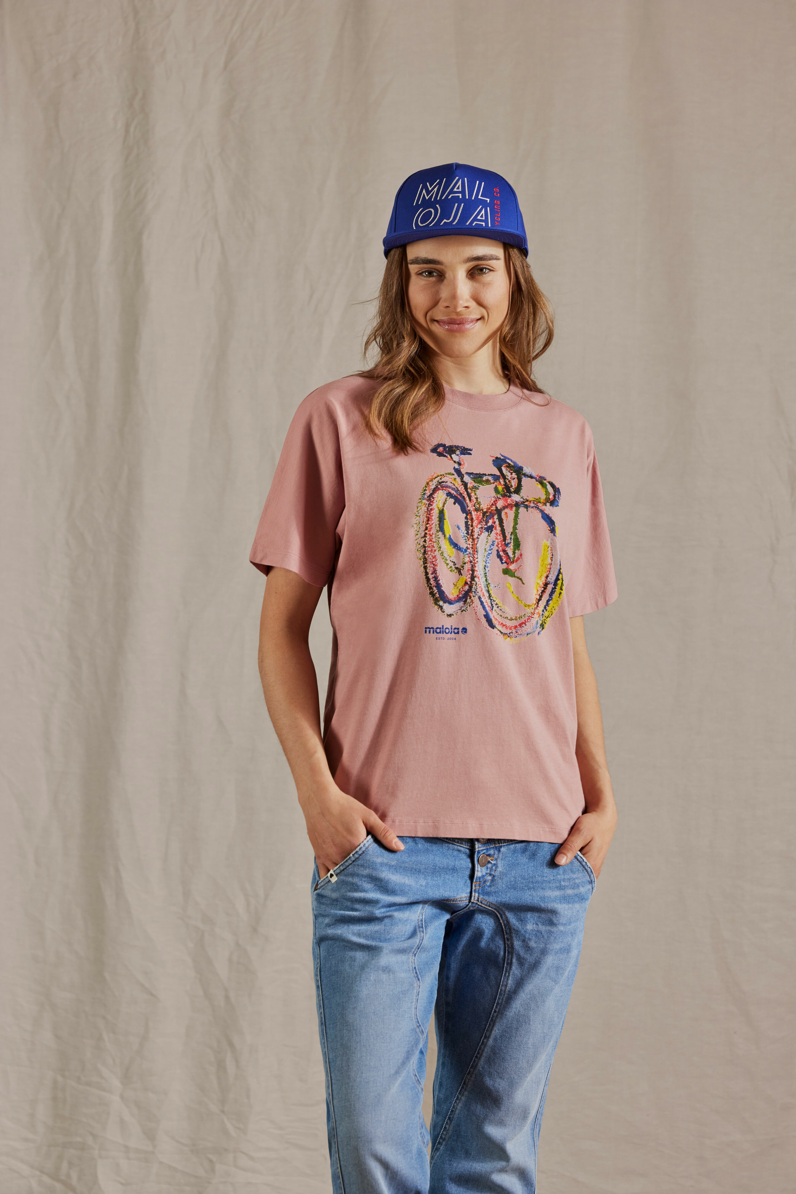 【MALOJA】女純棉印花短袖上衣 / 24MA37415-[混色灰、乳白]