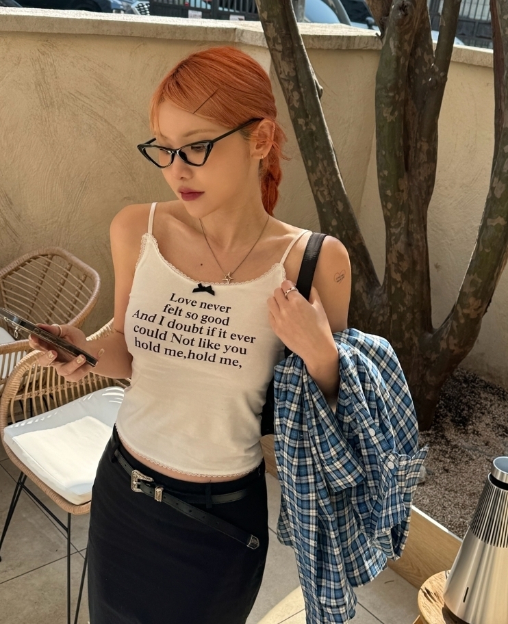 【最後現貨】韓國 甜辣 蝴蝶結 蕾絲 字母 印花 無袖 吊帶 背心