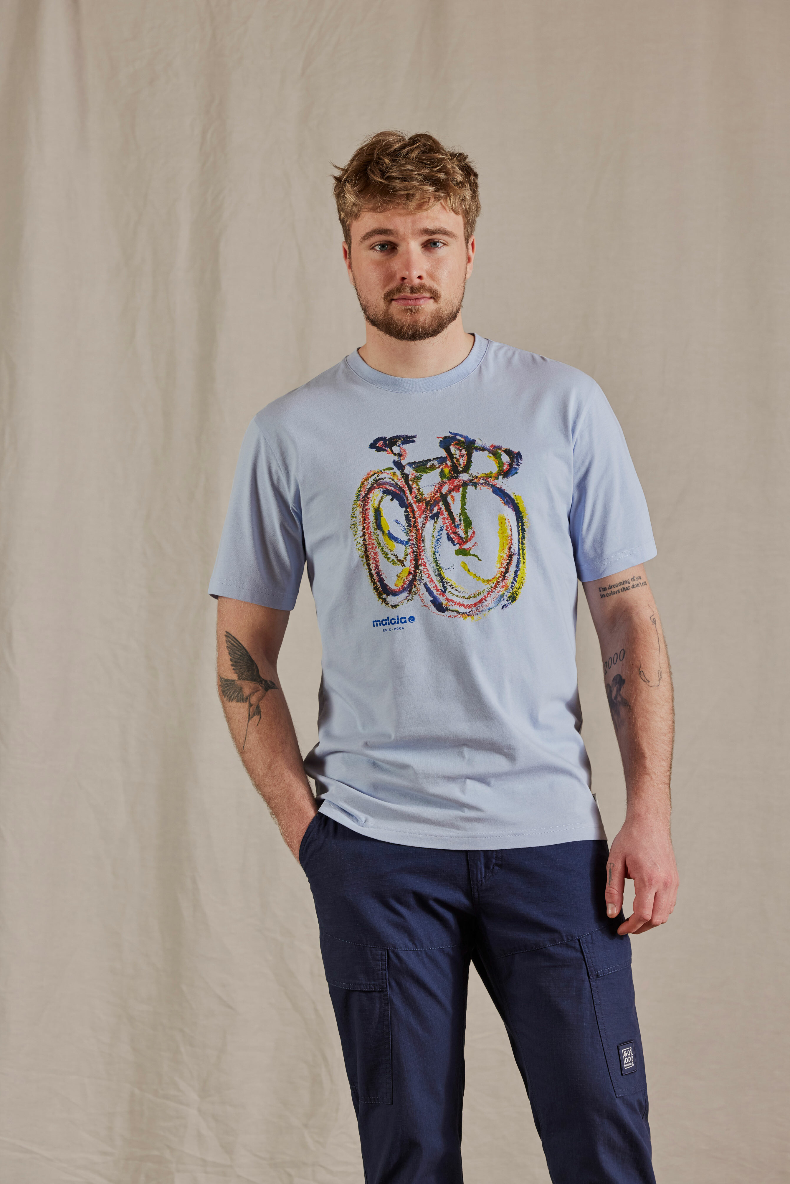 【MALOJA】男純棉印花短袖上衣 / 24MA37514-[冰川乳白]