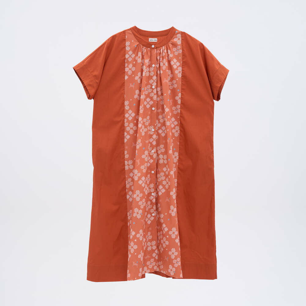 無領襯衫罩衫洋裝/花開原野/百合橙花/山羌閱覽室