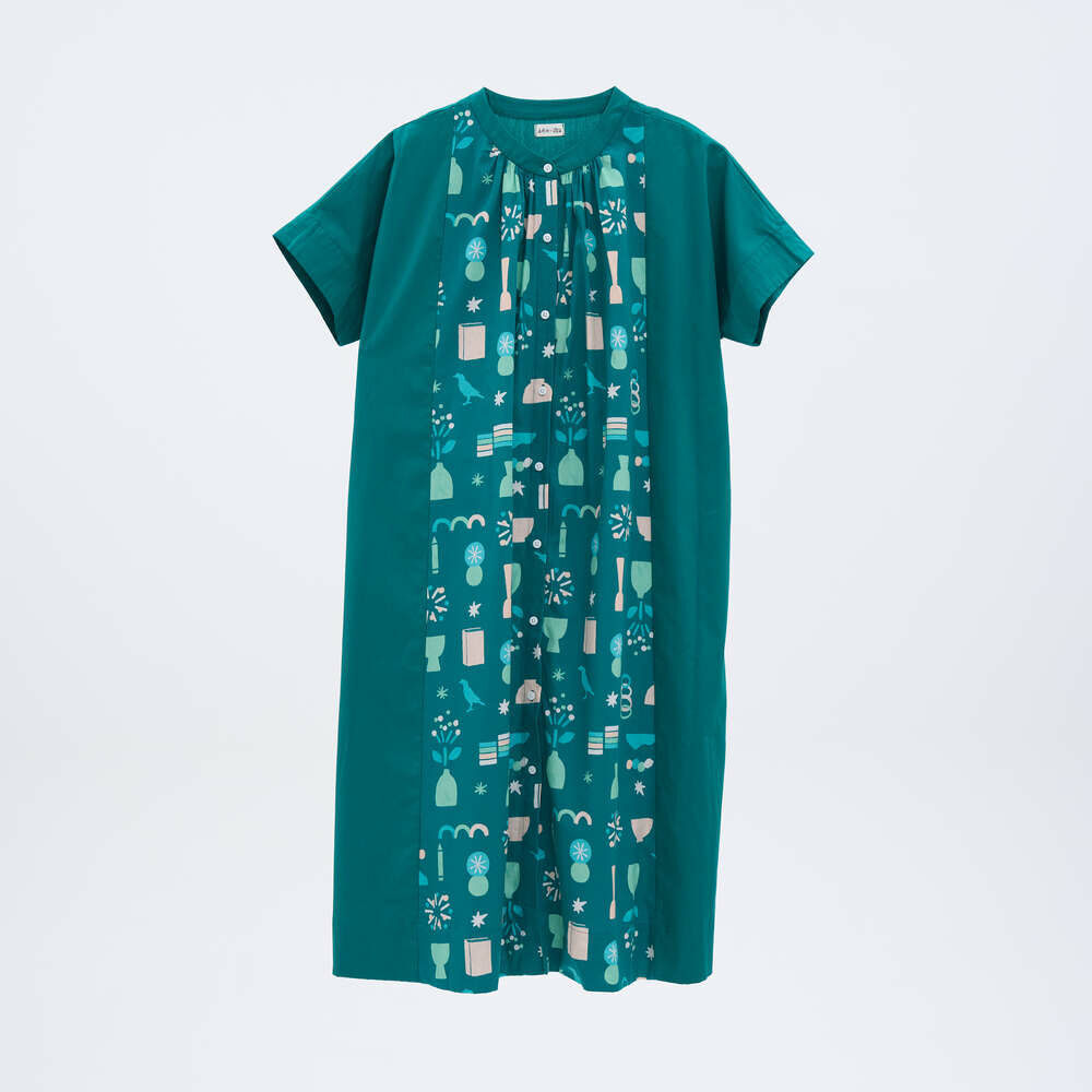 無領襯衫罩衫洋裝/閒暇時光/常磐松/山羌閱覽室