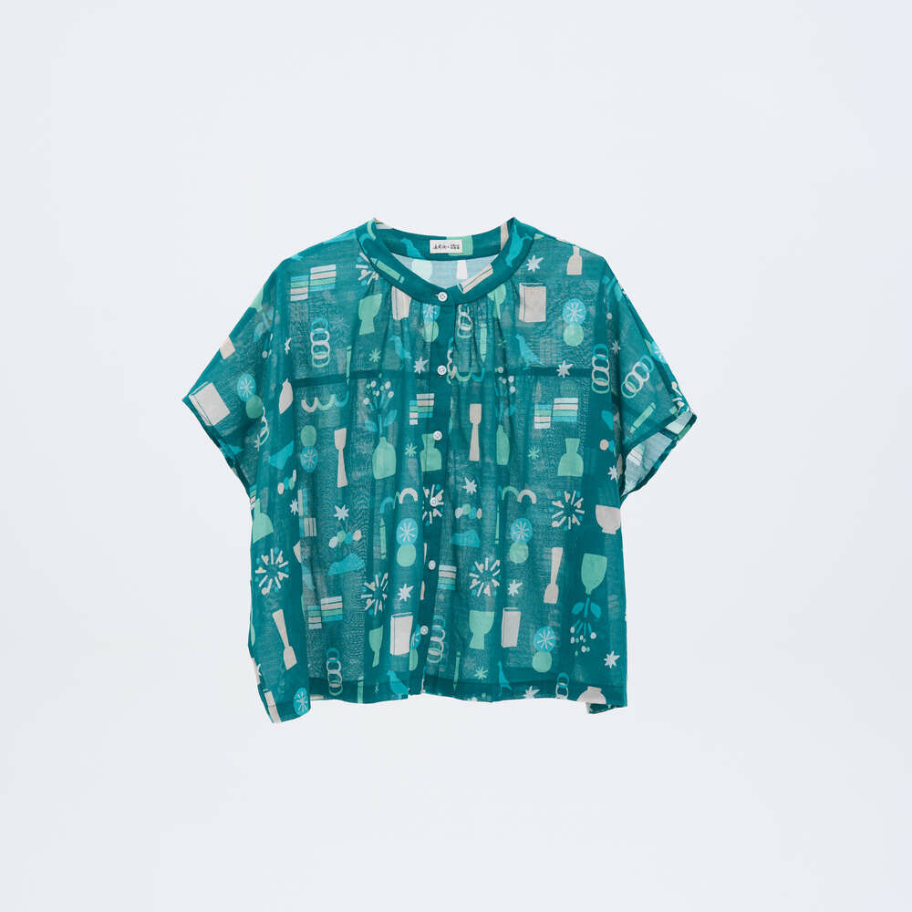 Semi-Sheer Blouse/Leisure Time/Evergreen