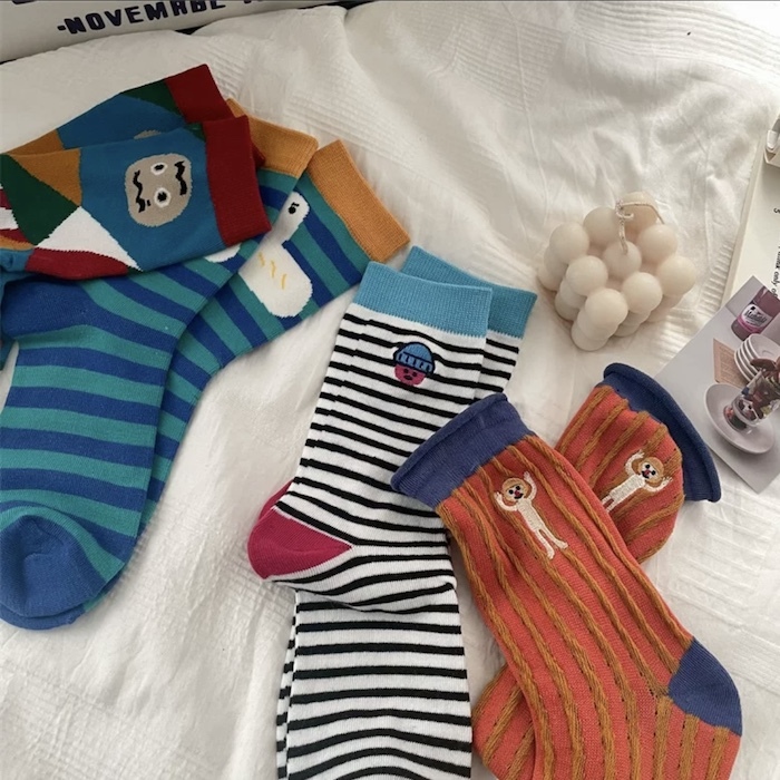 《42657》馬戲團趣味大配色中筒襪