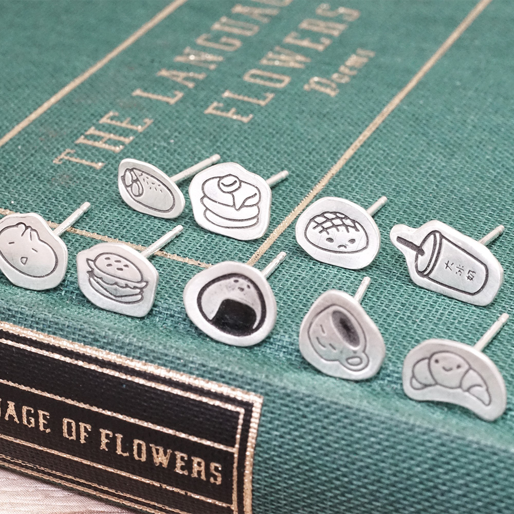 買3送1 塗鴉耳環 早餐系列 925純銀 趣味款 手工耳環