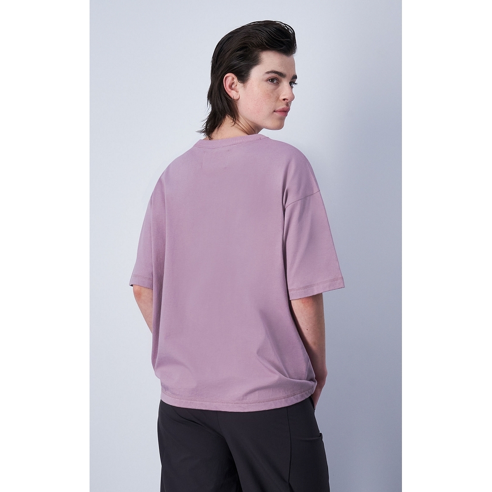 女款-ECO 愛地球系列 Flower 寬鬆 印花短TEE-藕色（117179-PS162）