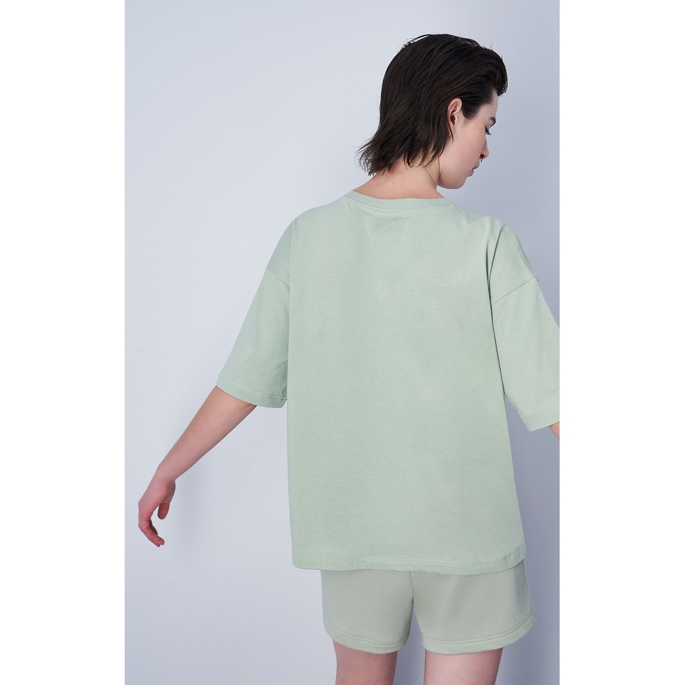 女款 -ECO 愛地球】Love Earth 寬鬆 印花短TEE-草地綠（117179-GS072）