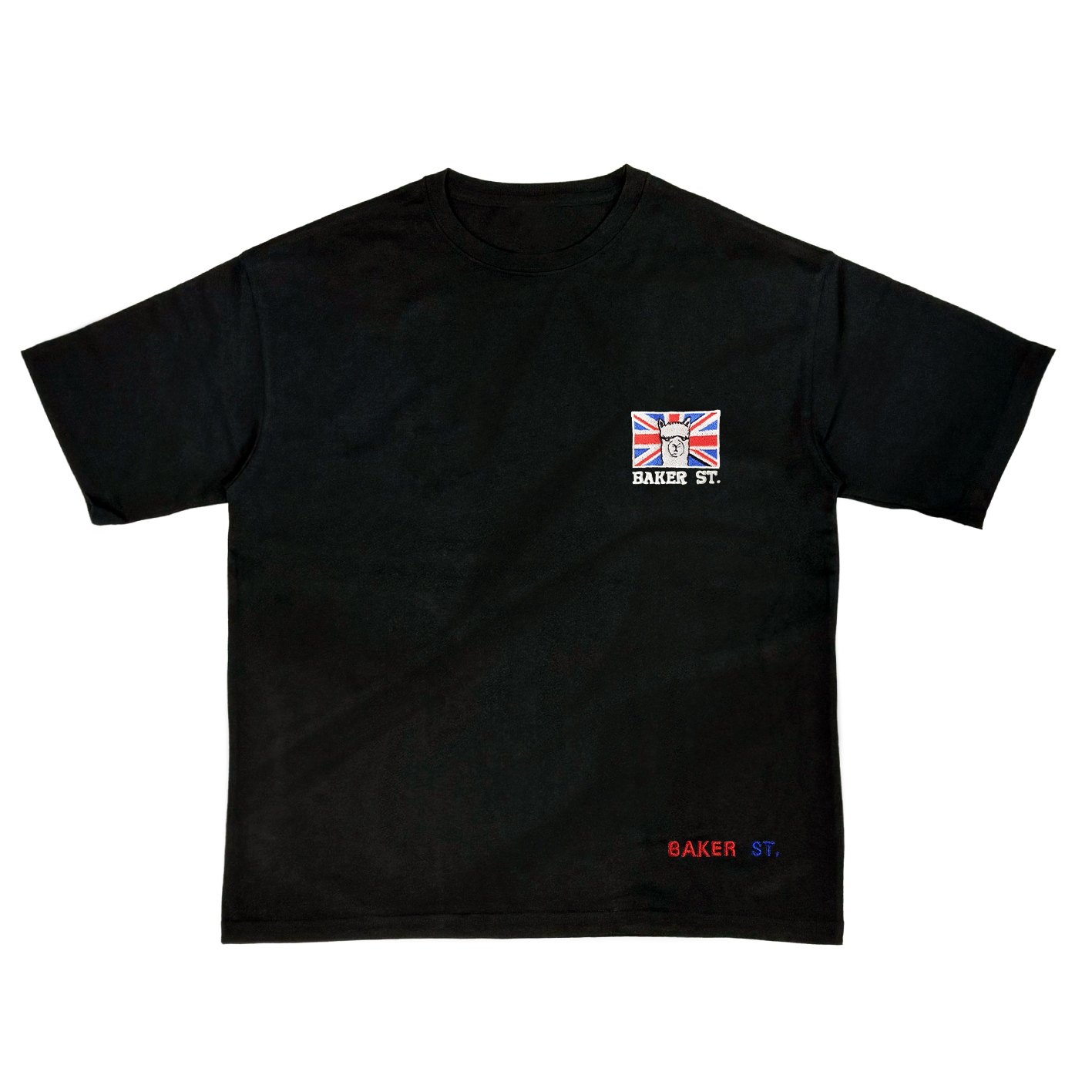 Embroidery-英國羊駝 刺繡  寬版落肩  短T