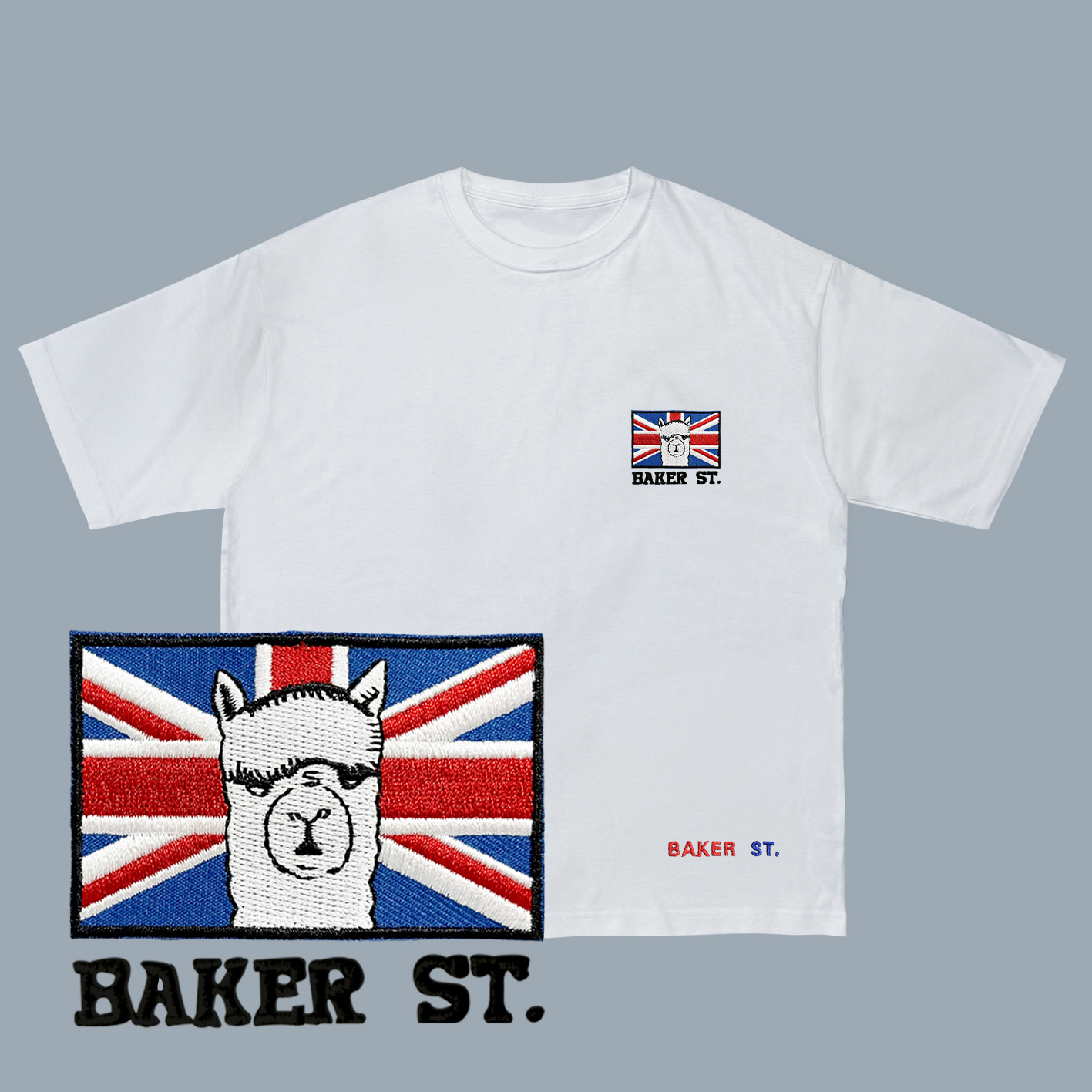 Embroidery-英國羊駝 刺繡  寬版落肩  短T