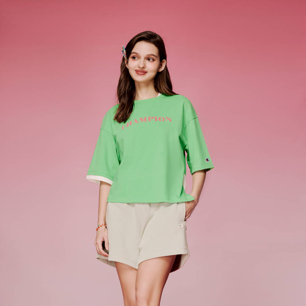 女款- For Her 泡泡印 解構層次 短TEE-綠色（T029HS24-AIDI）