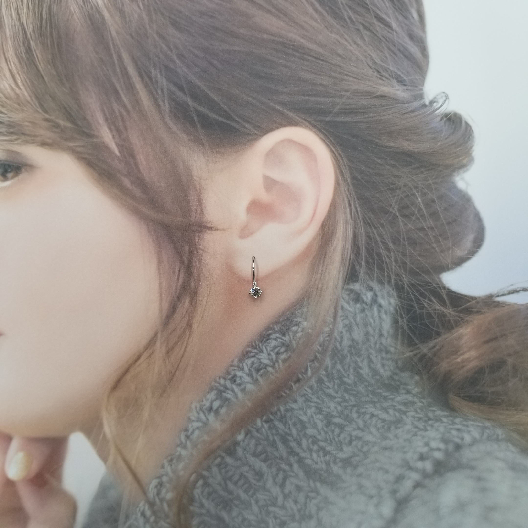 全新18K白金【主石56份鑽石】吊耳環