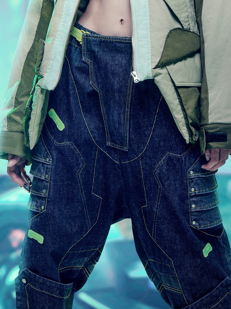 不作惡「智械牛仔褲」賽博朋克機能重磅水洗機甲褲