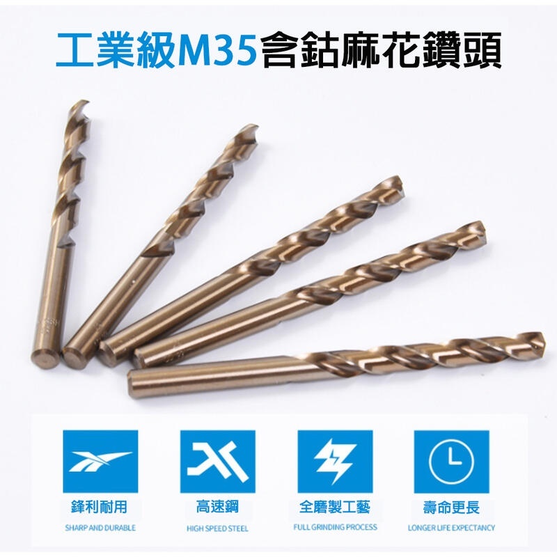 附發票｜M35 含鈷圓柄鑽尾 0.8~4.8｜HSS Co 5% (M35) 高速鋼 不鏽鋼鑽 JY