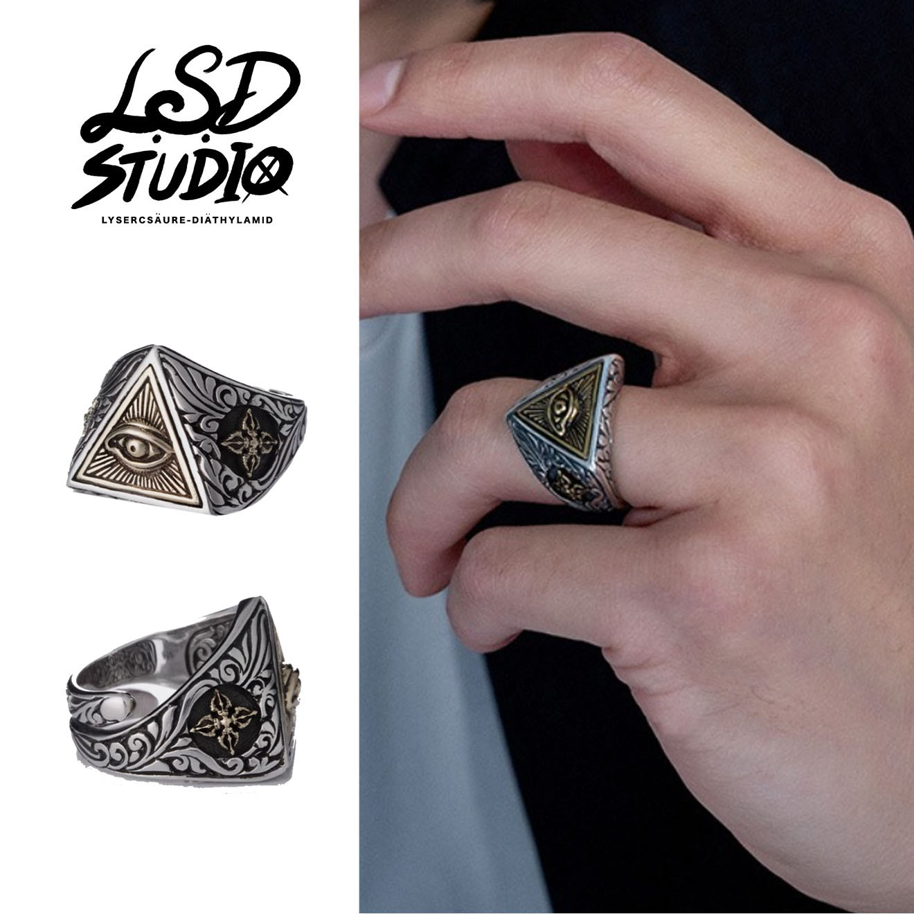 【ACCY050】上帝之眼幾何花紋造型開口設計戒指