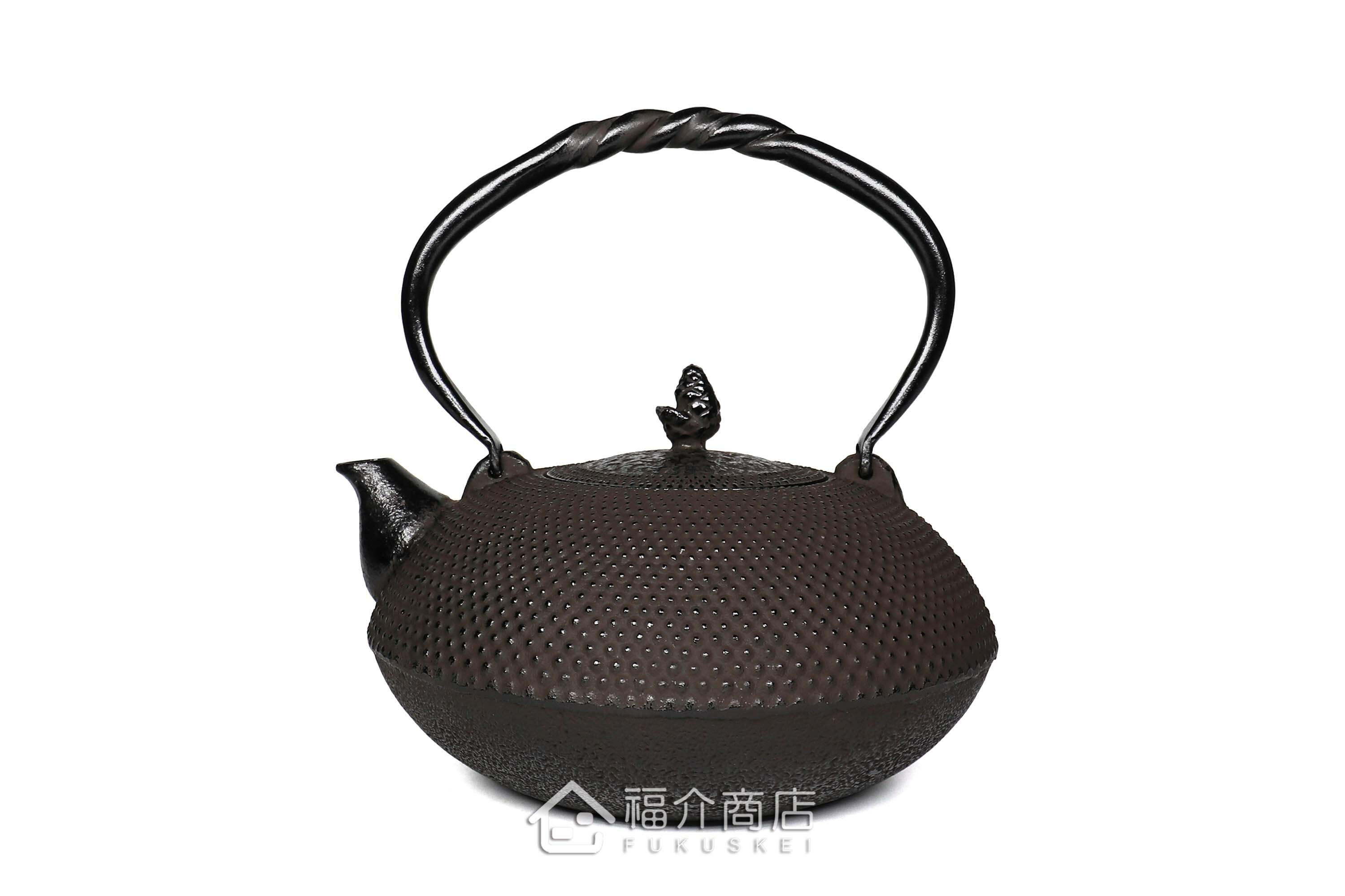 金秀堂所製作的日本鐵壺,壺身設計霰紋