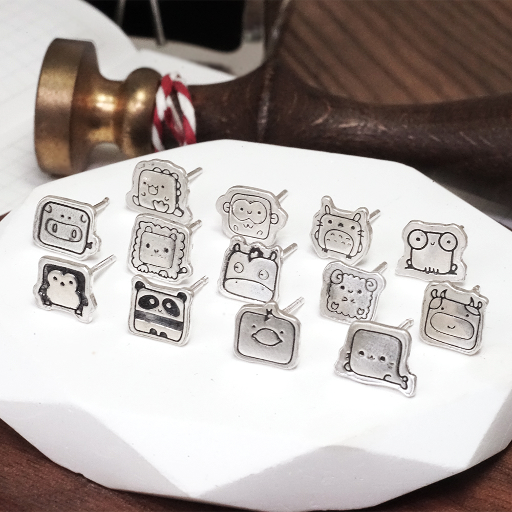 買3送1 塗鴉耳環 動物園系列 925純銀 趣味款 手工耳環