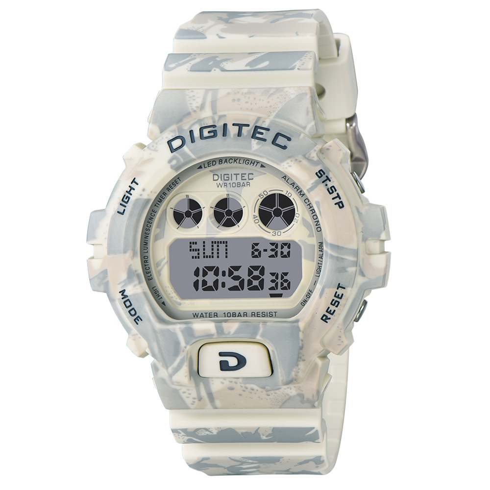 【DIGITEC 數碼科技】DG-5088T* 軍事特種部隊迷彩系列多功能LED背光矽膠數位電子錶-