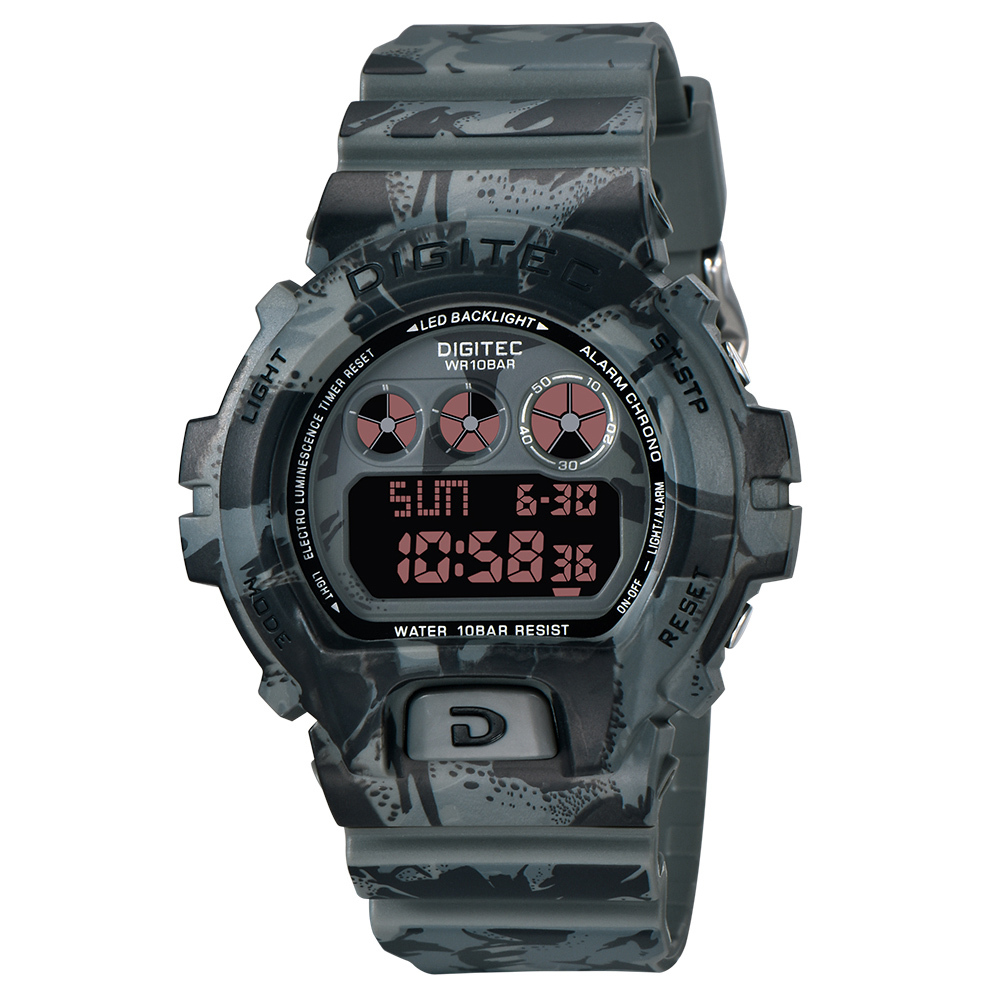 【DIGITEC 數碼科技】DG-5088T* 軍事特種部隊迷彩系列多功能LED背光矽膠數位電子錶-