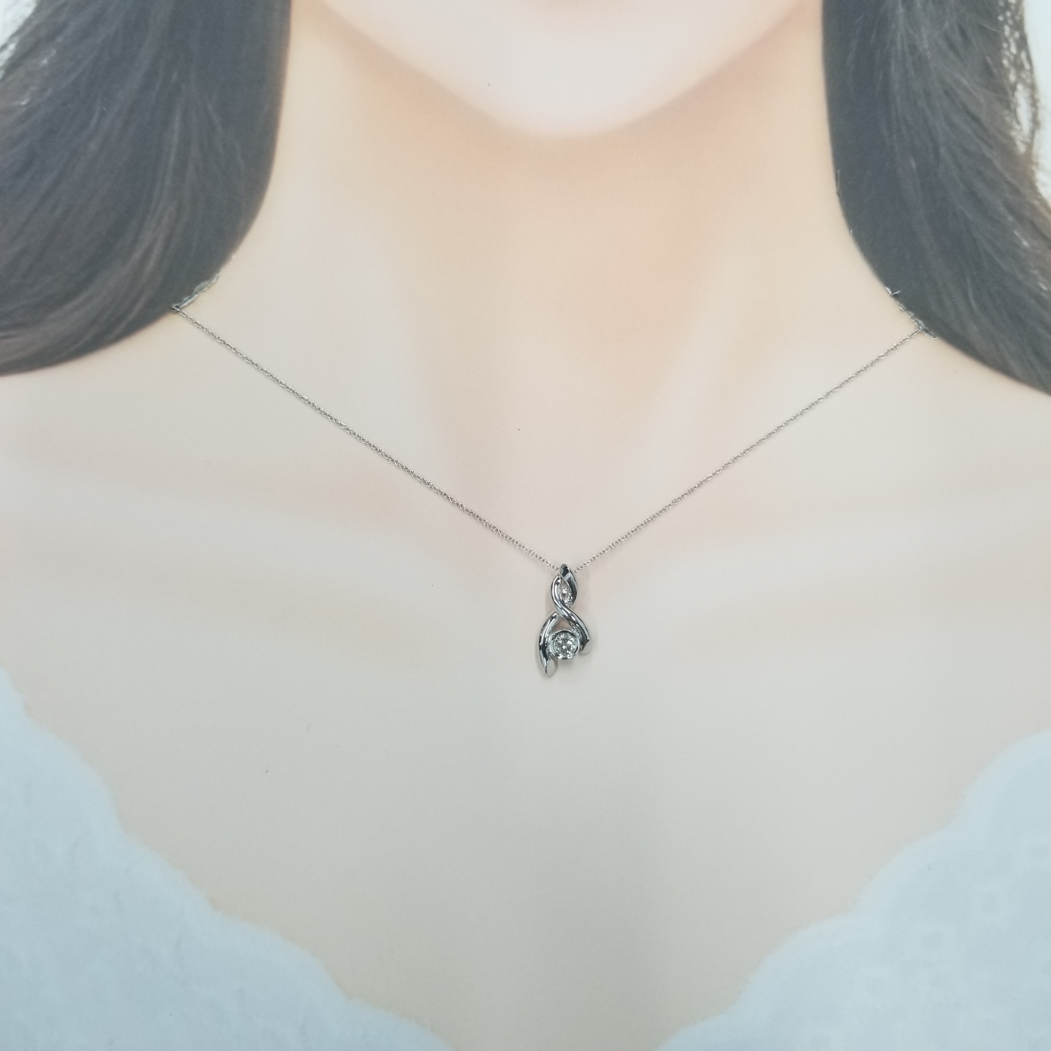 全新18K白金【單粒20份鑽石】吊咀