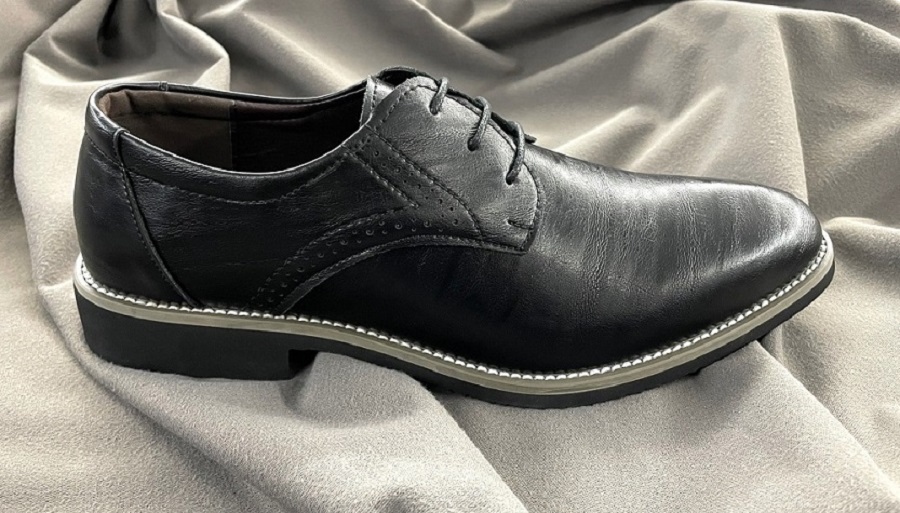 黑色牛皮商務休閒皮鞋-側面