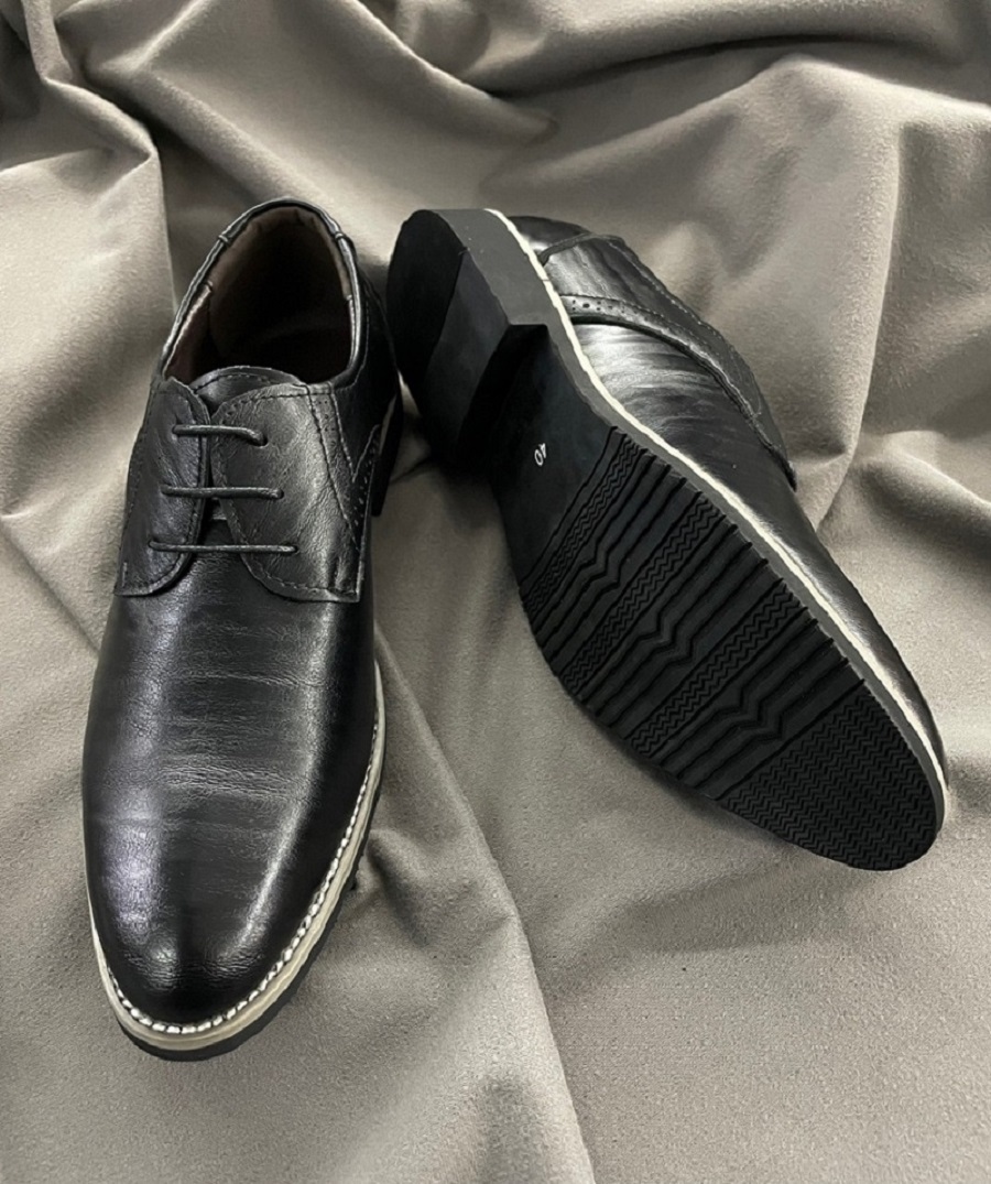 黑色牛皮商務休閒皮鞋-鞋底