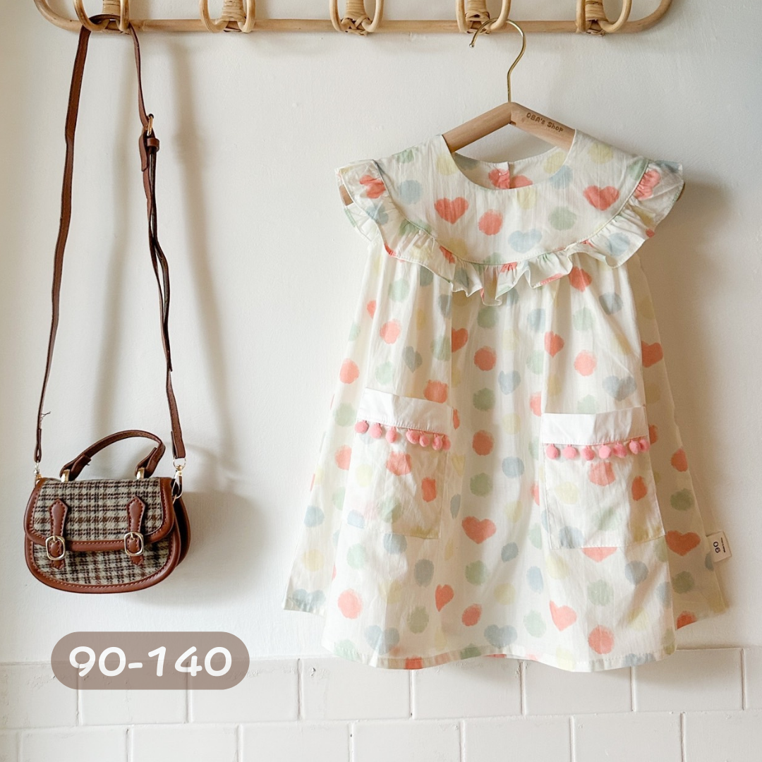 粉嫩波點背心洋裝