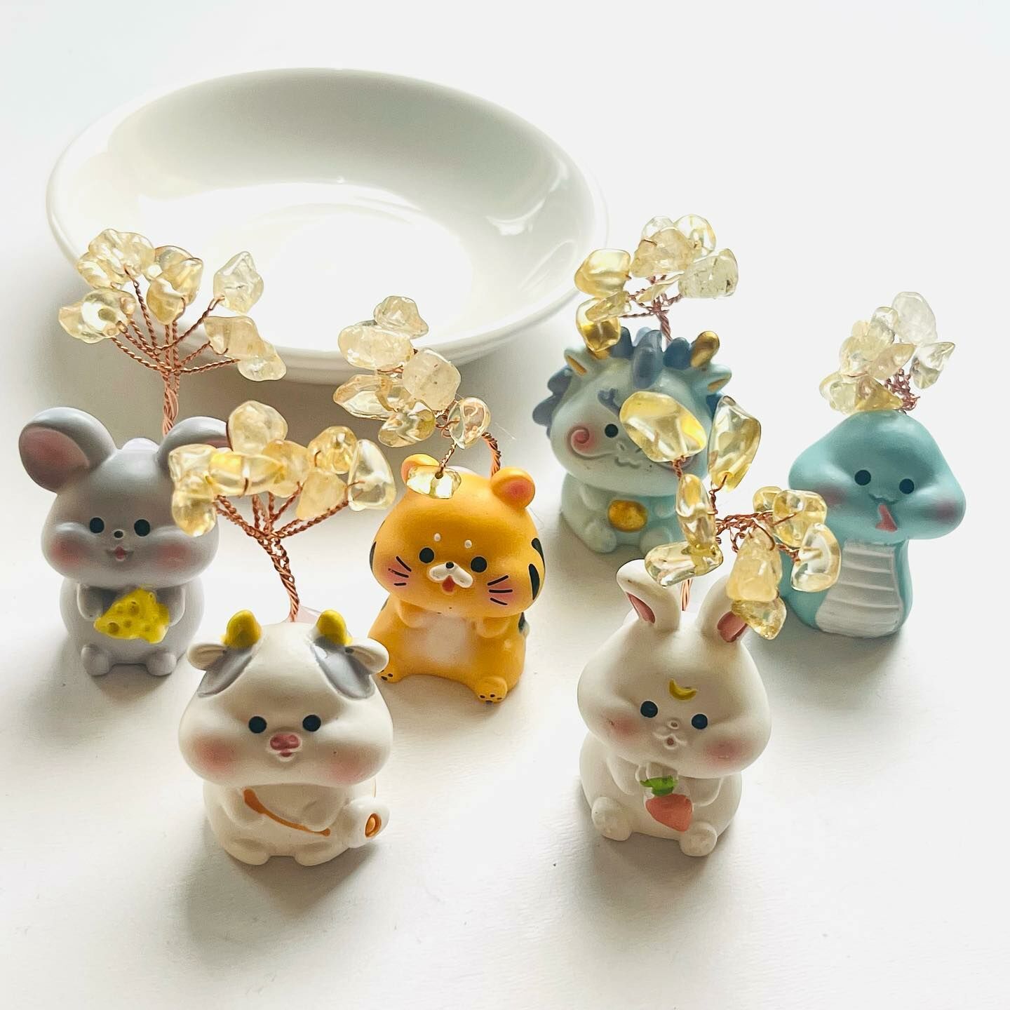 [原石] 十二生肖黃水晶碎石擺件（鼠～蛇）