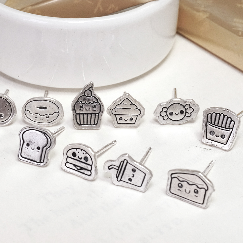 買3送1 塗鴉耳環 點心時間系列 925純銀 趣味款 手工耳環