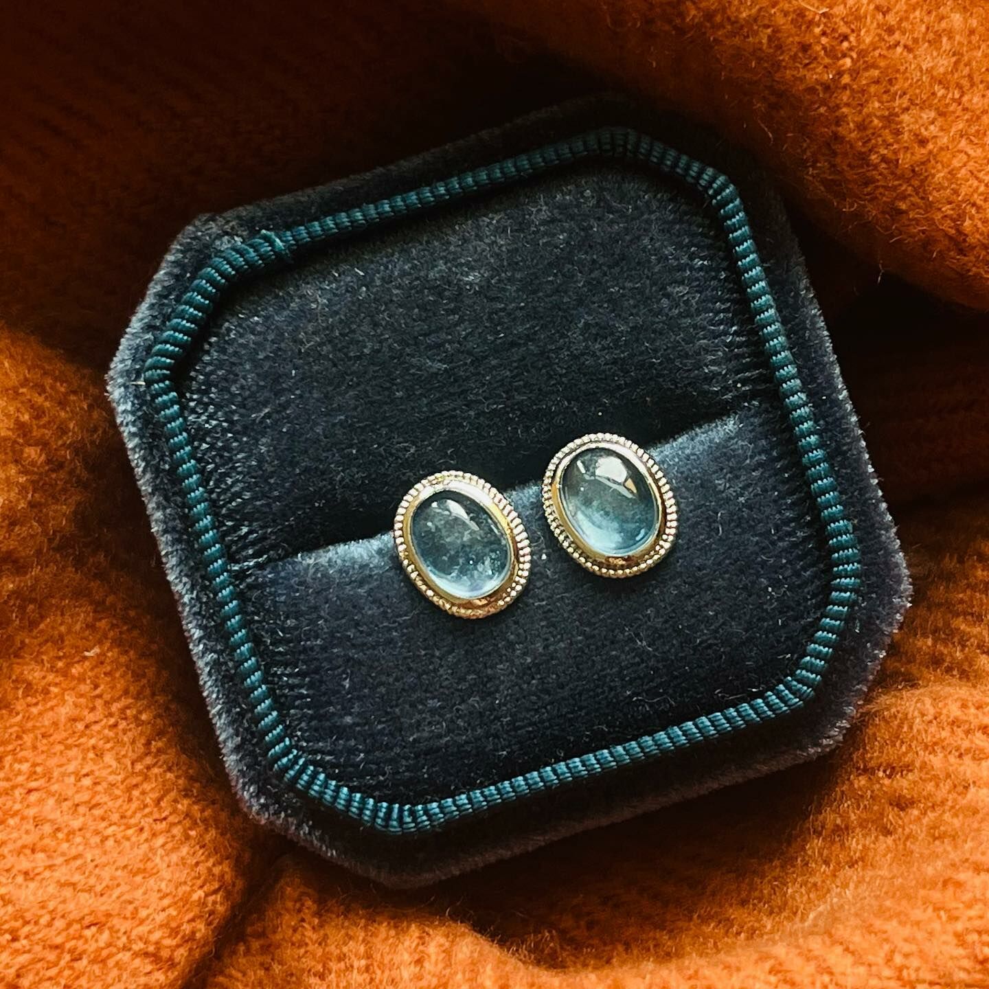 [原石] 海藍寶 水晶耳環