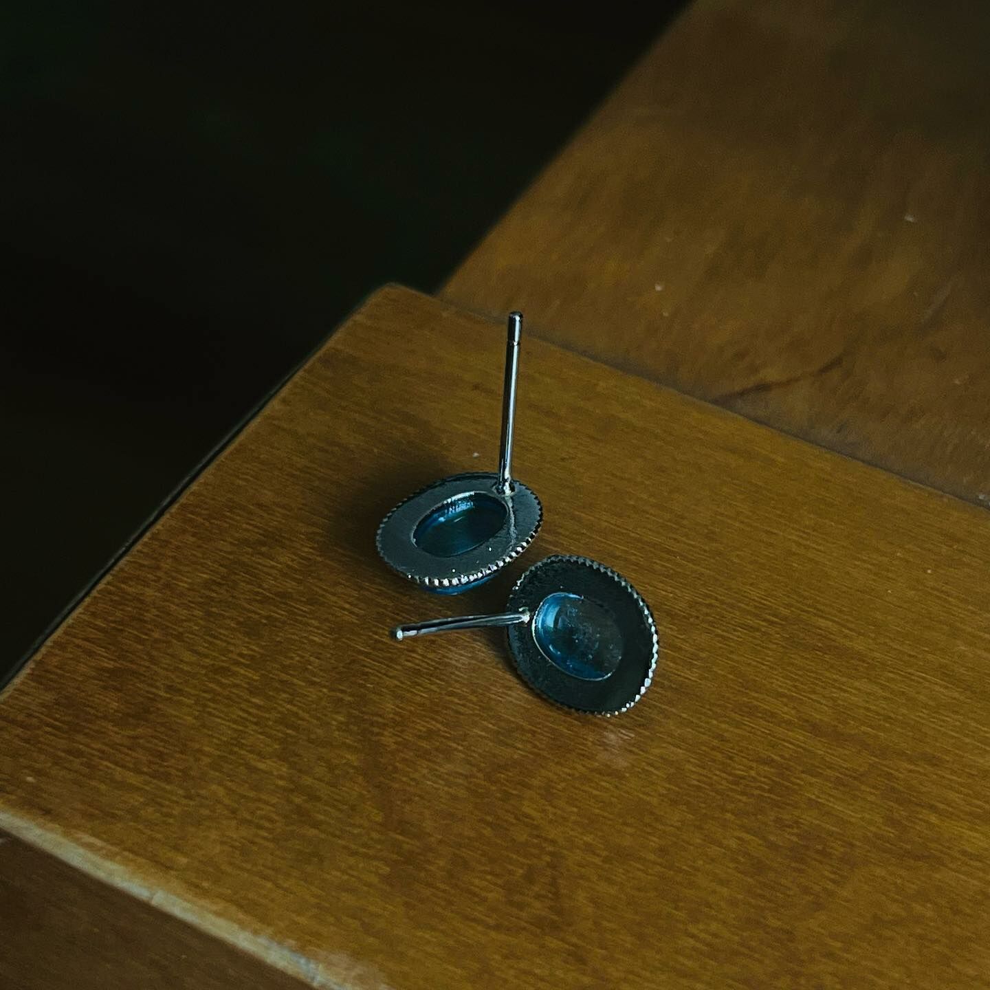 [原石] 海藍寶 水晶耳環