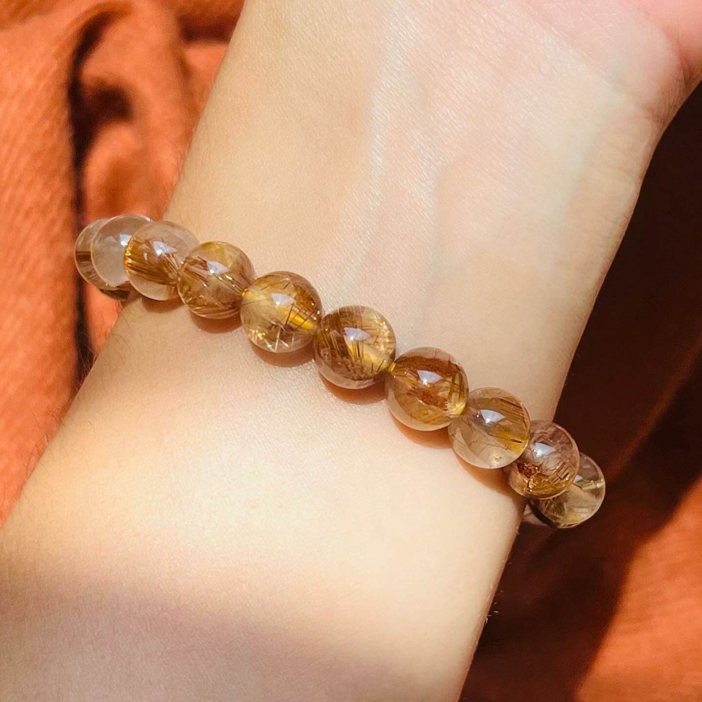 [原石] 鈦髮晶 紅銅髮晶 水晶手串