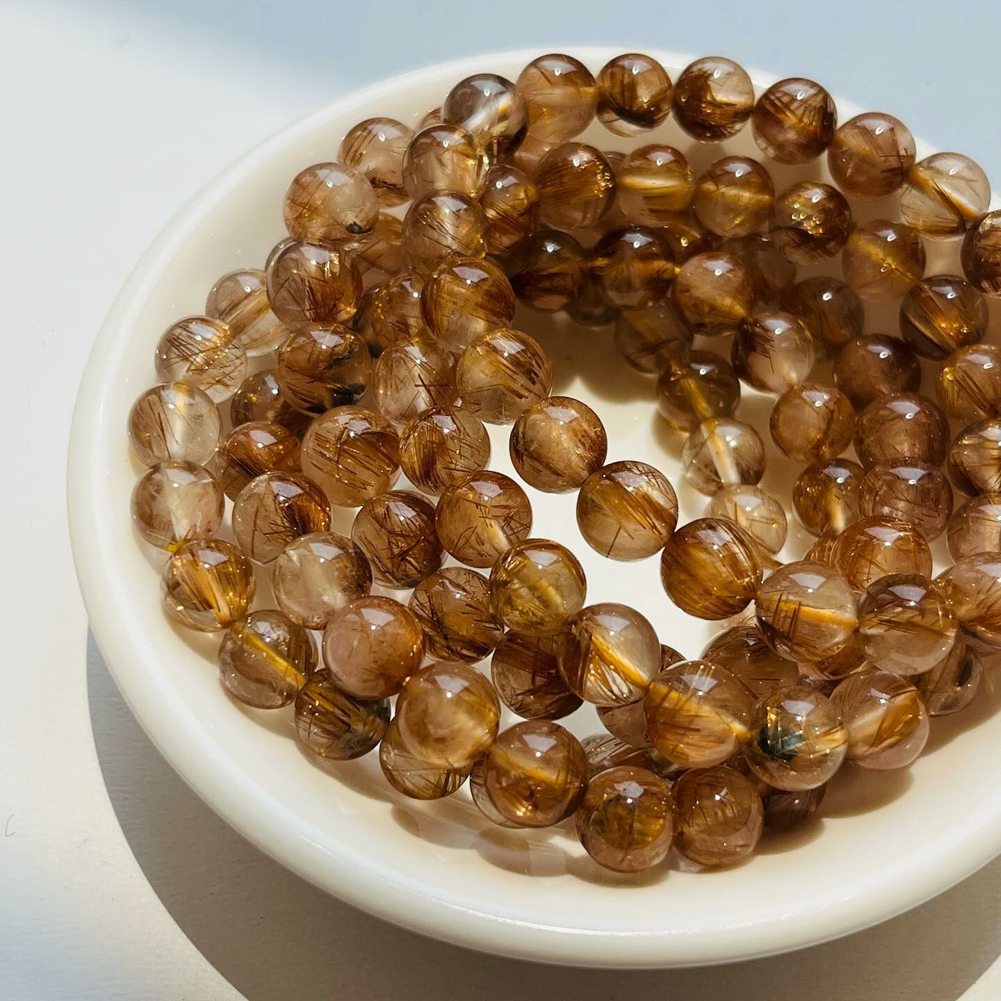 [原石] 鈦髮晶 紅銅髮晶 水晶手串