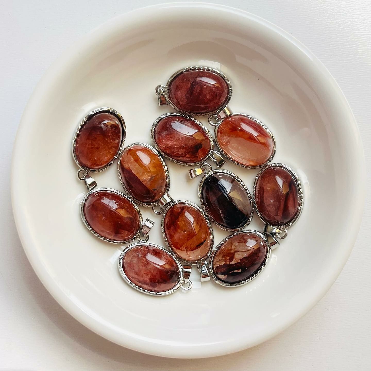 [原石] 紅膠花 項鍊吊墜