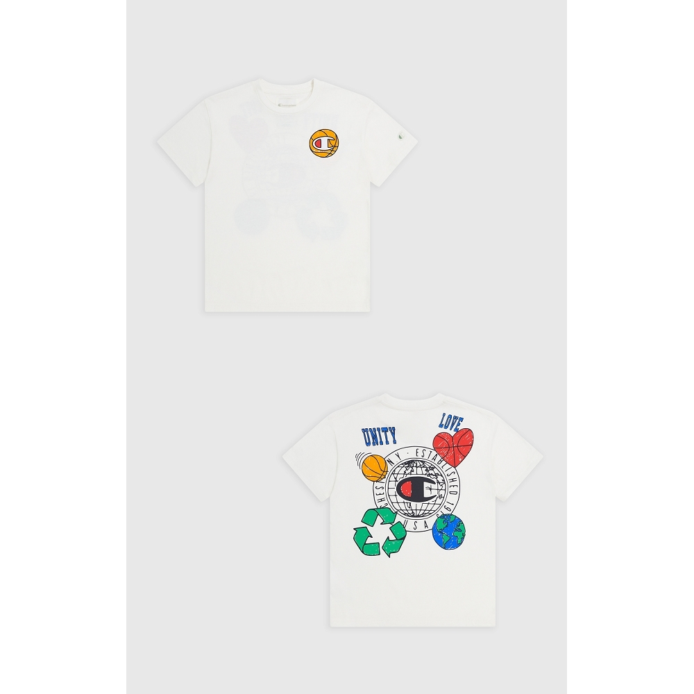 童款-ECO 愛地球系列  愛地球 印花 短TEE-米色（306708-WW034）