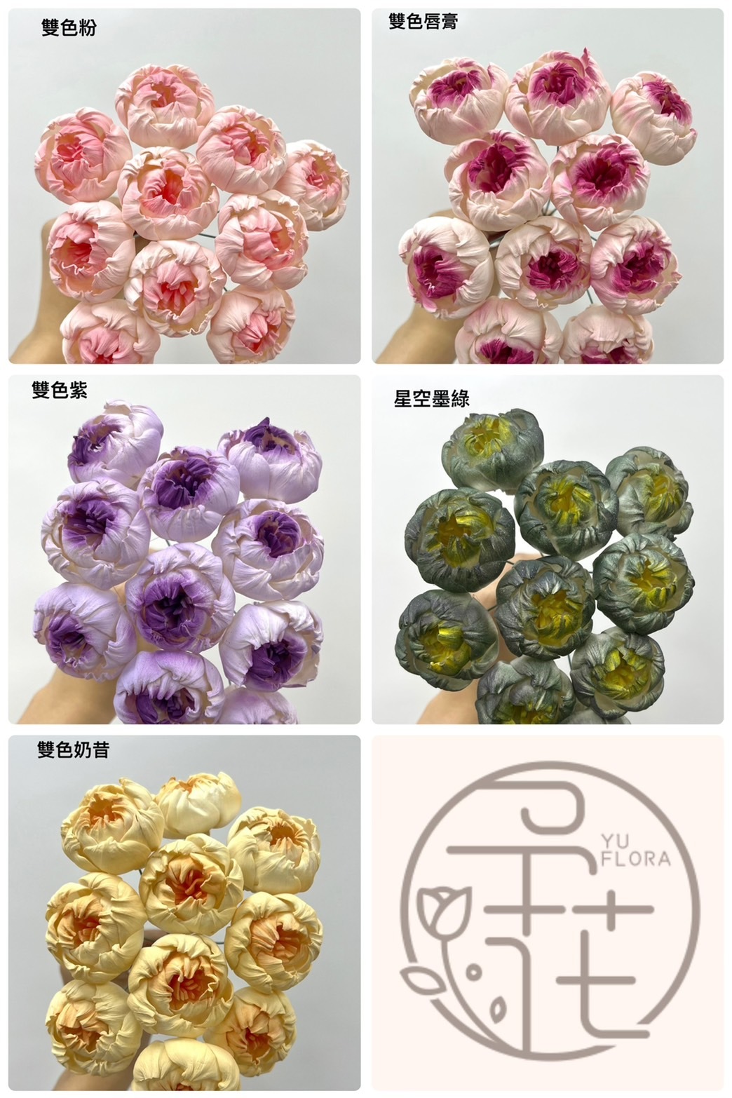 泰國索拉花 牡丹 (白心) 5CM <十支一把> (高品質)
