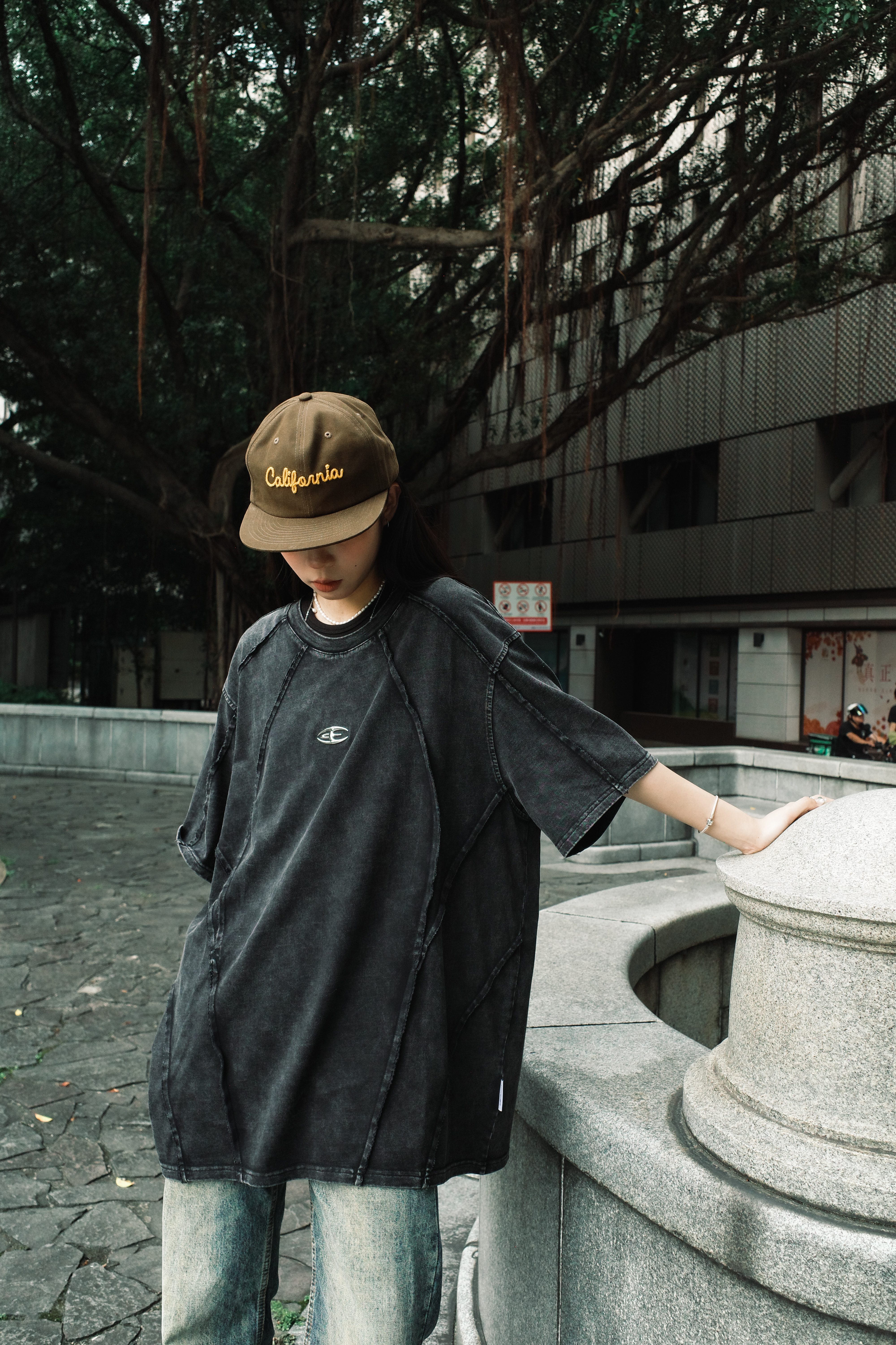 『Always_Good』拼接 毛邊 水洗 短TEE