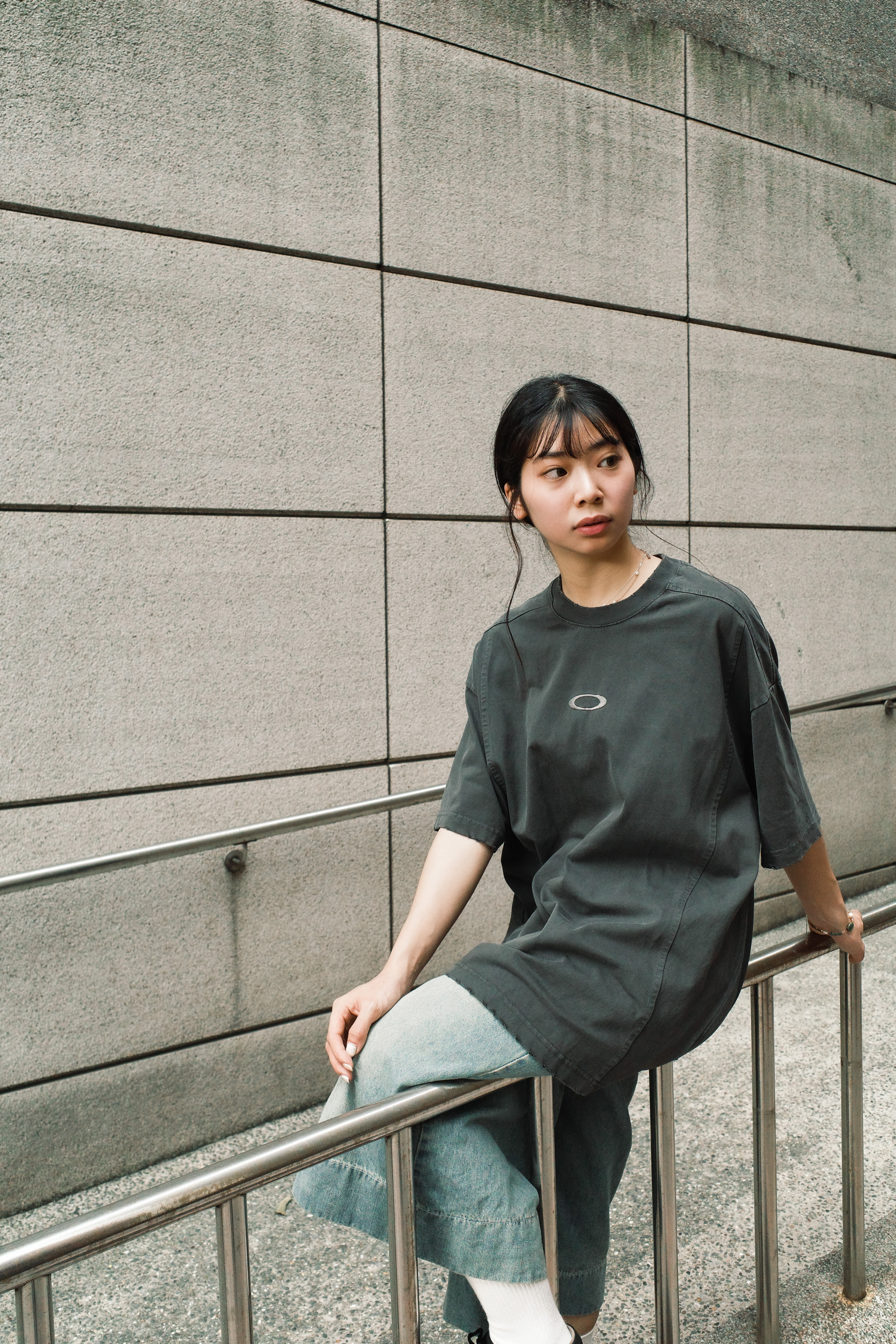 『Always_Good』刺繡 拼接 落肩 短TEE