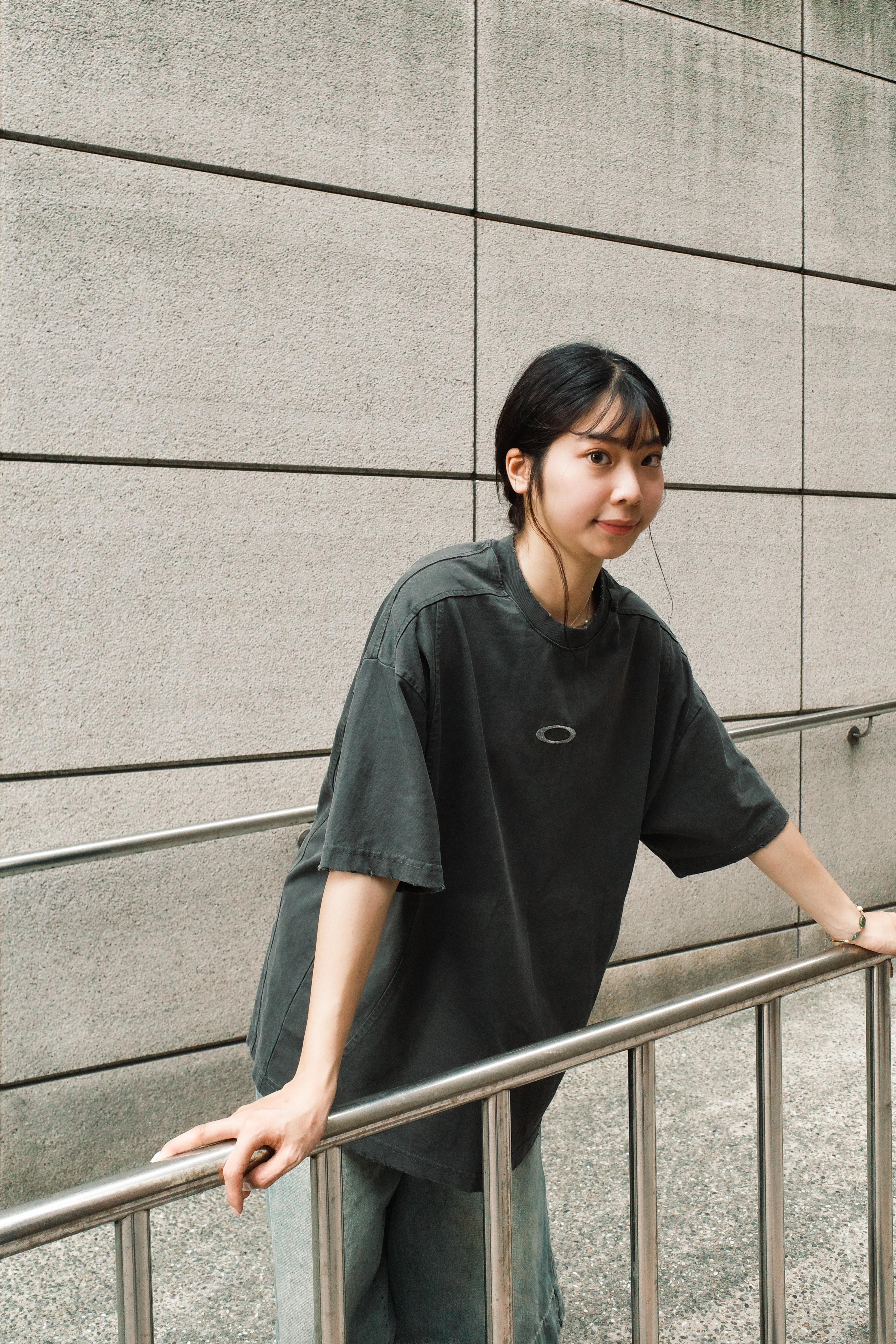 『Always_Good』刺繡 拼接 落肩 短TEE