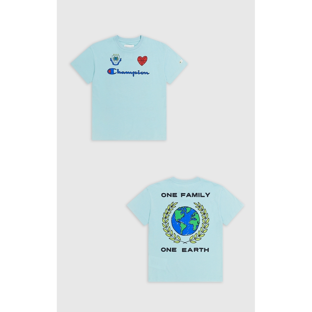 童款-【ECO 愛地球系列】愛地球 印花 短TEE-藍色（306708-BS017）