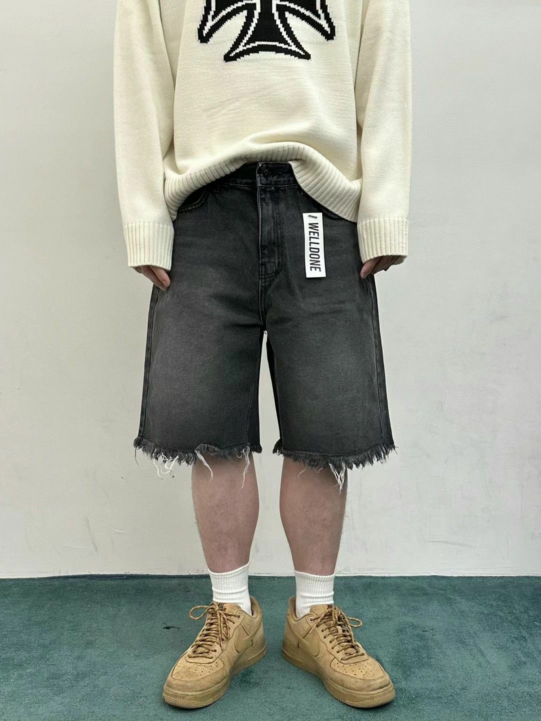 洗水流蘇牛仔短褲 WELL DONE-052J