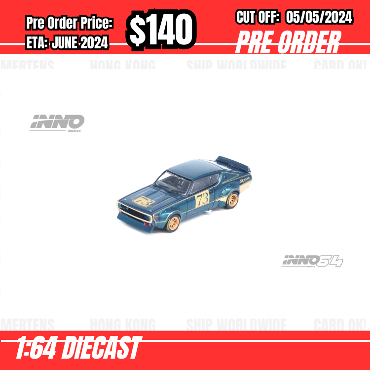 RS-$140 * INNO64 * 1:64 NISSAN SKYLINE 2000 GT-R (KPGC110) Racing Concept Green [OD26/04]