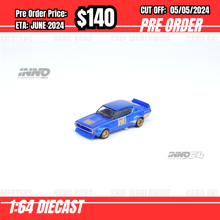 RS-$140 * INNO64 * 1:64 NISSAN SKYLINE 2000 GT-R (KPGC110) Racing Concept Blue [OD26/04]