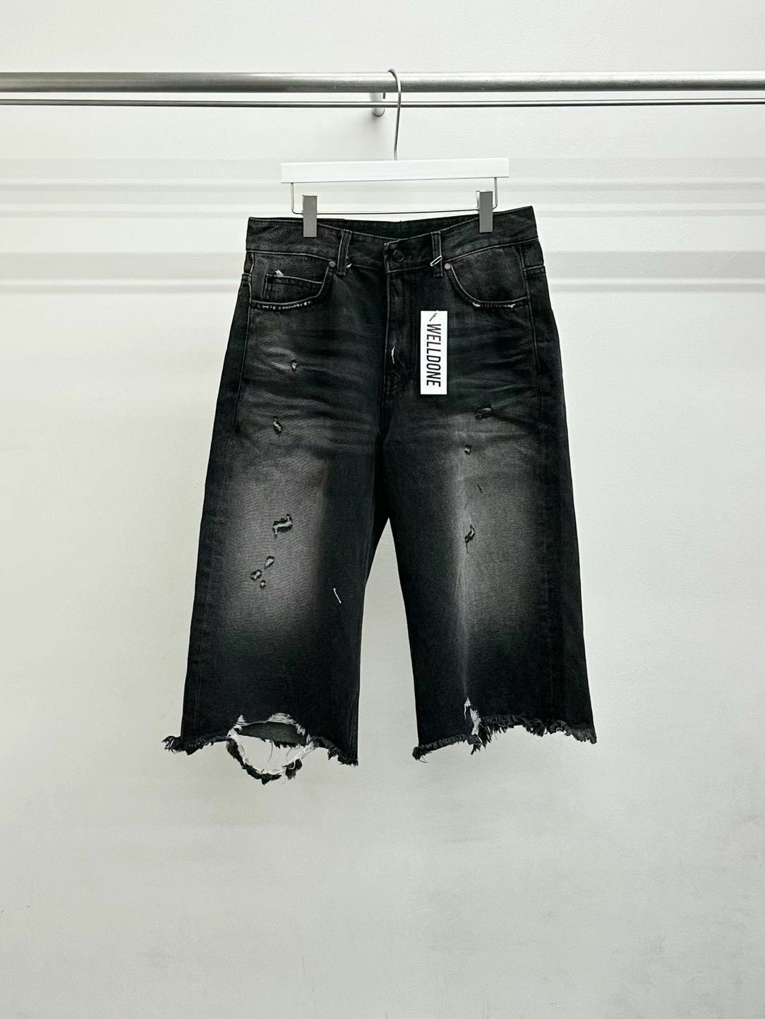 七分洗水流蘇牛仔短褲 WELL DONE-054J