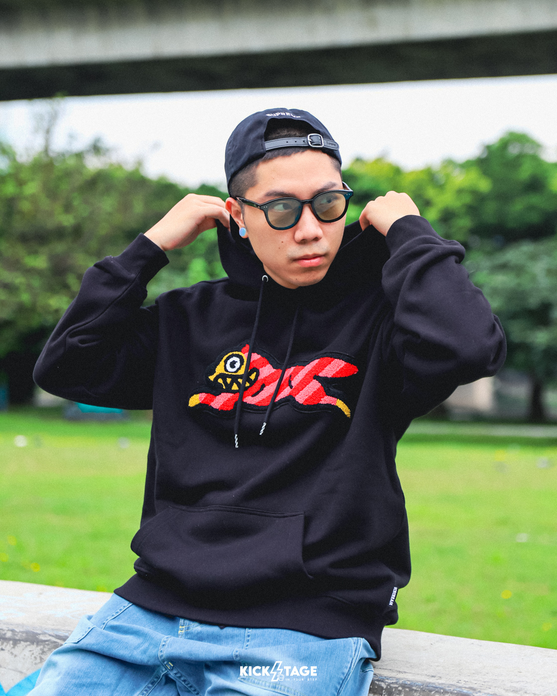 **特價商品售出不退換**BBC ICE CREAM DAWG L/S HOODIE 黑 灰 條紋飛狗 植絨 長袖 帽T【IC441-1304】