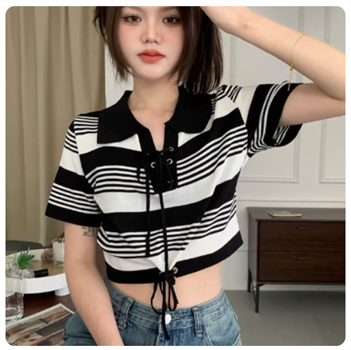 Summer Crop Shirt Women's (Black Shirt M-Size)