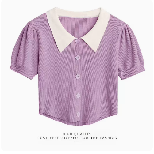 Summer Short Shirt Women's (Purple Shirt) (M-Size)