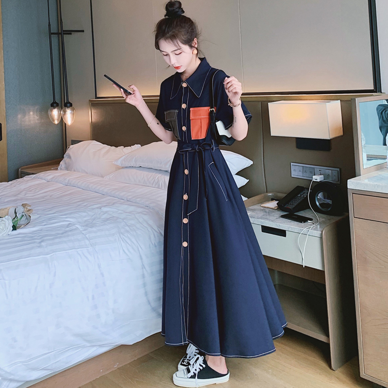 Sani Dress 圓領幼線拼色仿兩件連身裙 - Rosy Brown 粉啡色 (CB587) main image 0